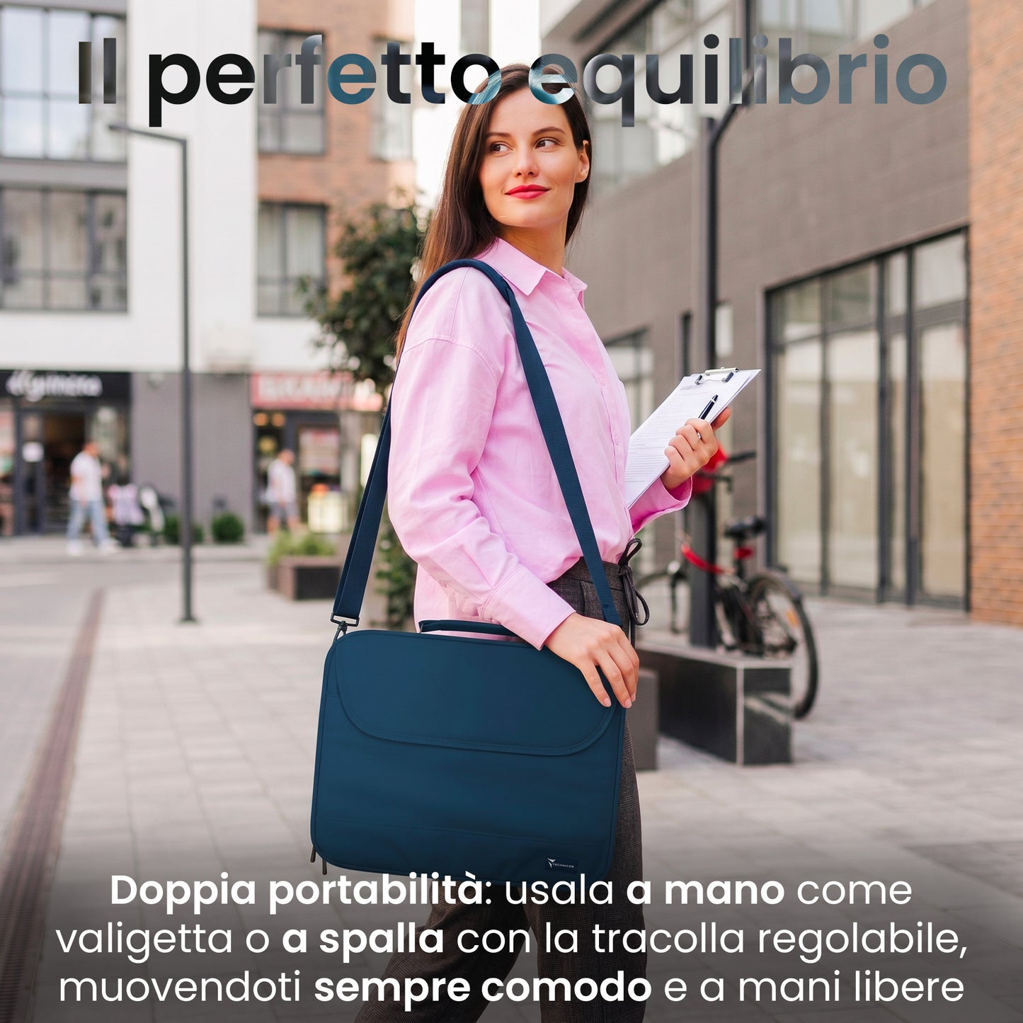 Borsa porta PC - Fino a 15,6" - con Tracolla e Manico