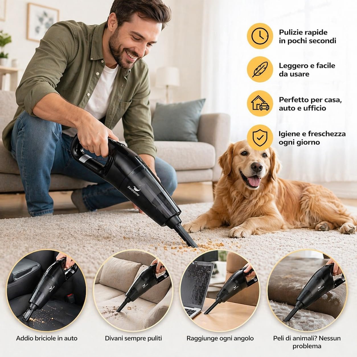 Rechargeable Crumb Vacuum with HEPA Filter - 2000mAh Battery