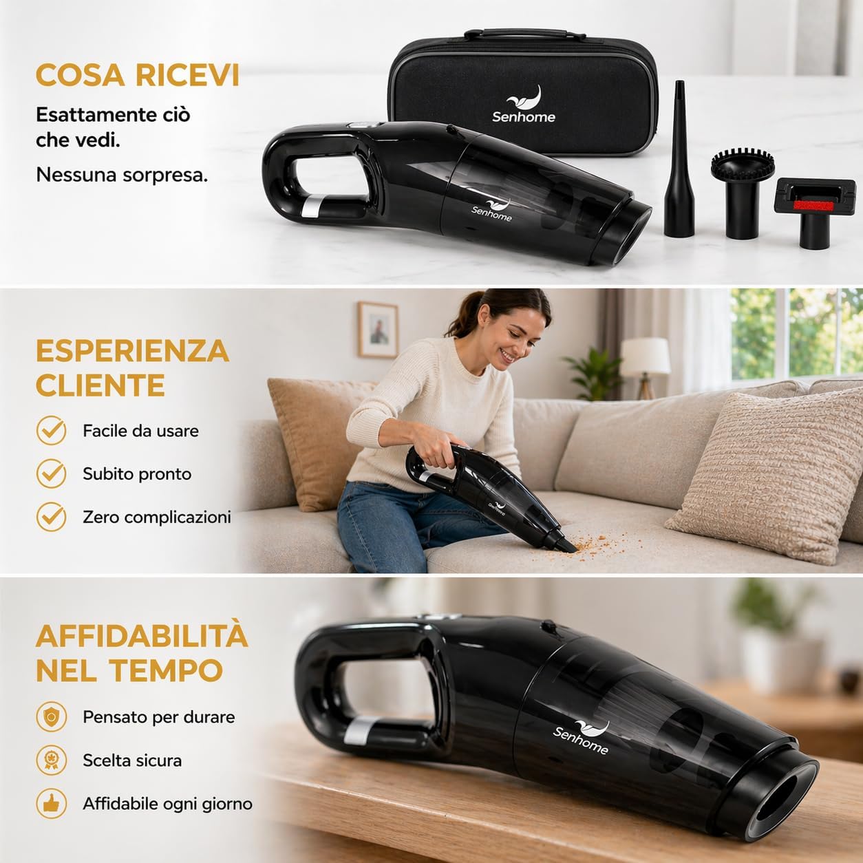 Rechargeable Crumb Vacuum with HEPA Filter - 2000mAh Battery