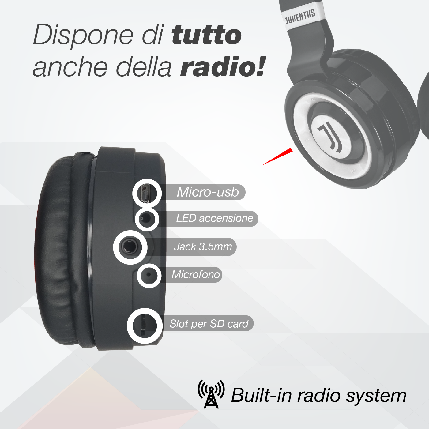 Cuffie Wireless Bluetooth On-Ear - Juventus