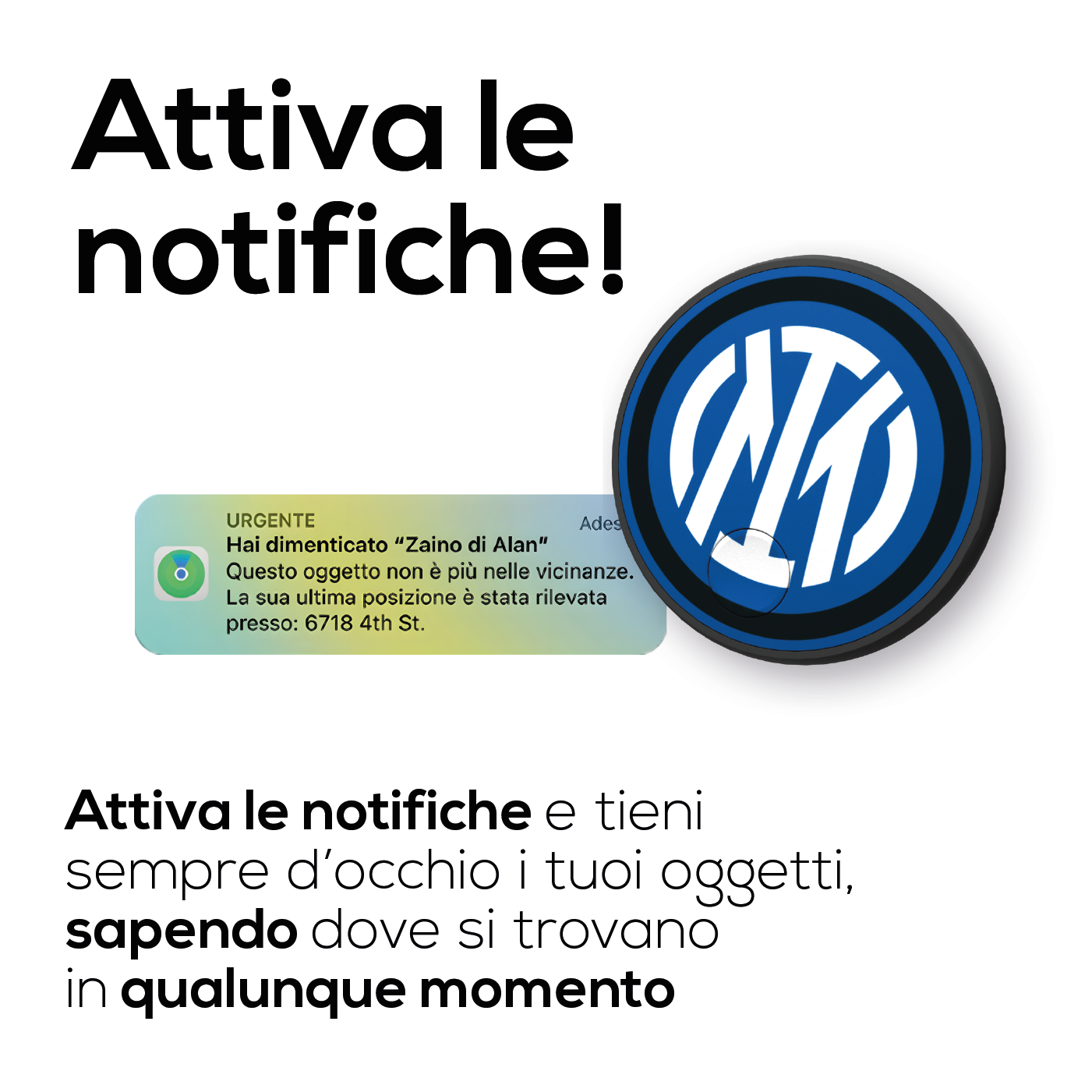 Localizzatore Smart Tracker (compatibile con Apple) con funzione SOS - Inter