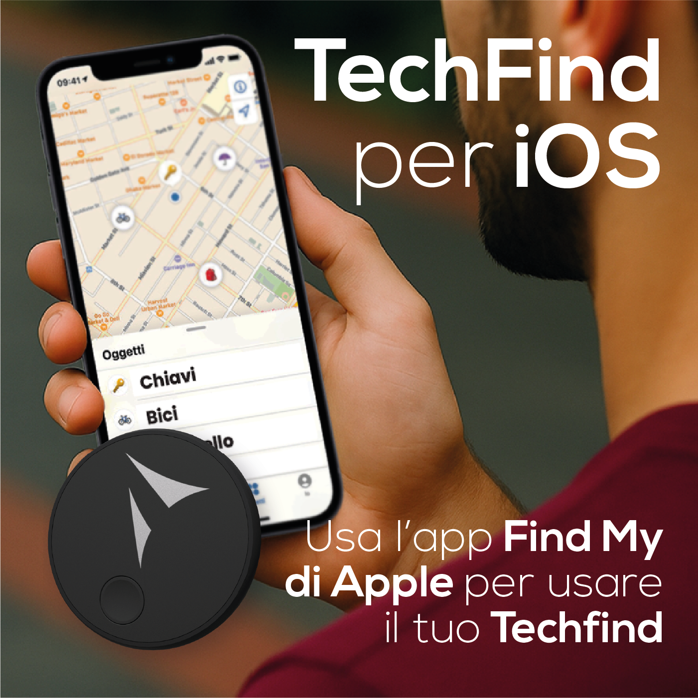 Localizzatore Smart Tracker (compatibile con Apple) con funzione SOS