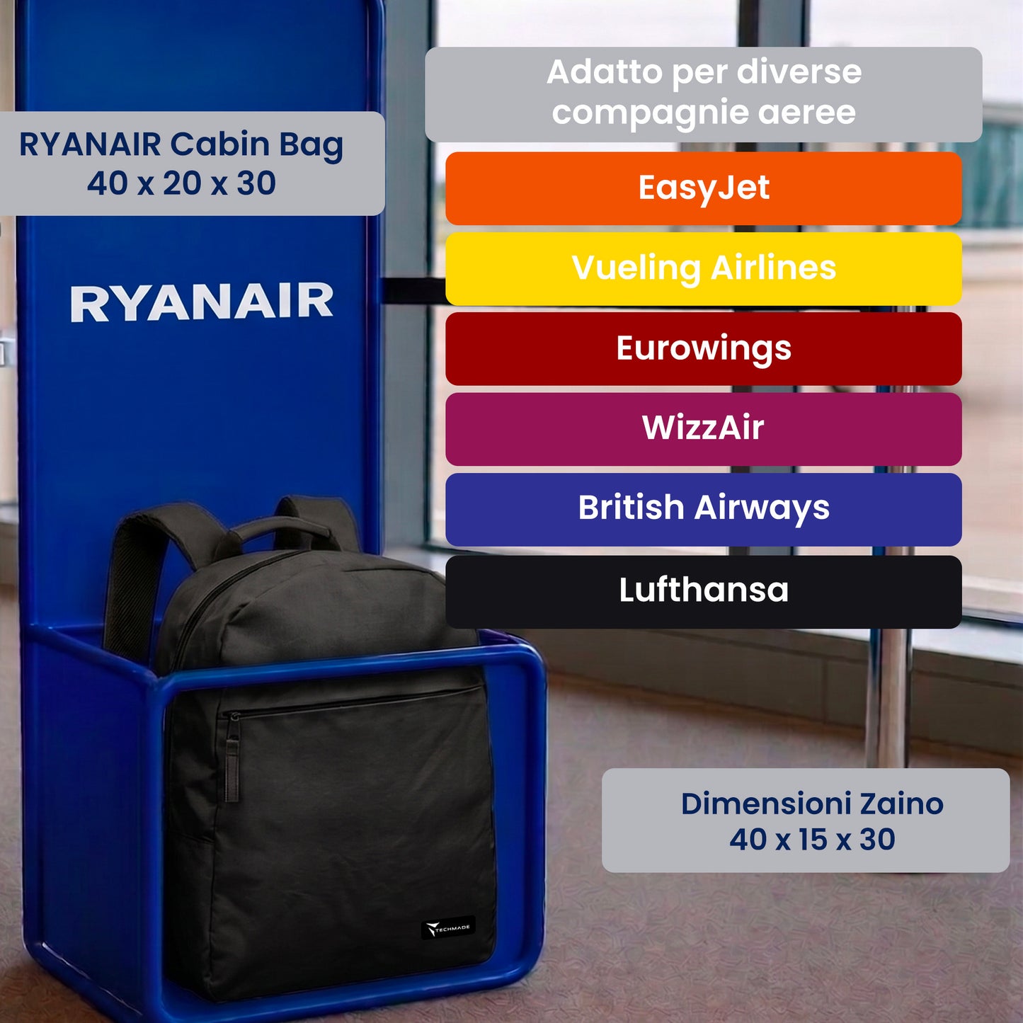 Classic Medium Backpack - 40x30x15 - Lifestyle and Airline Cabin 8105