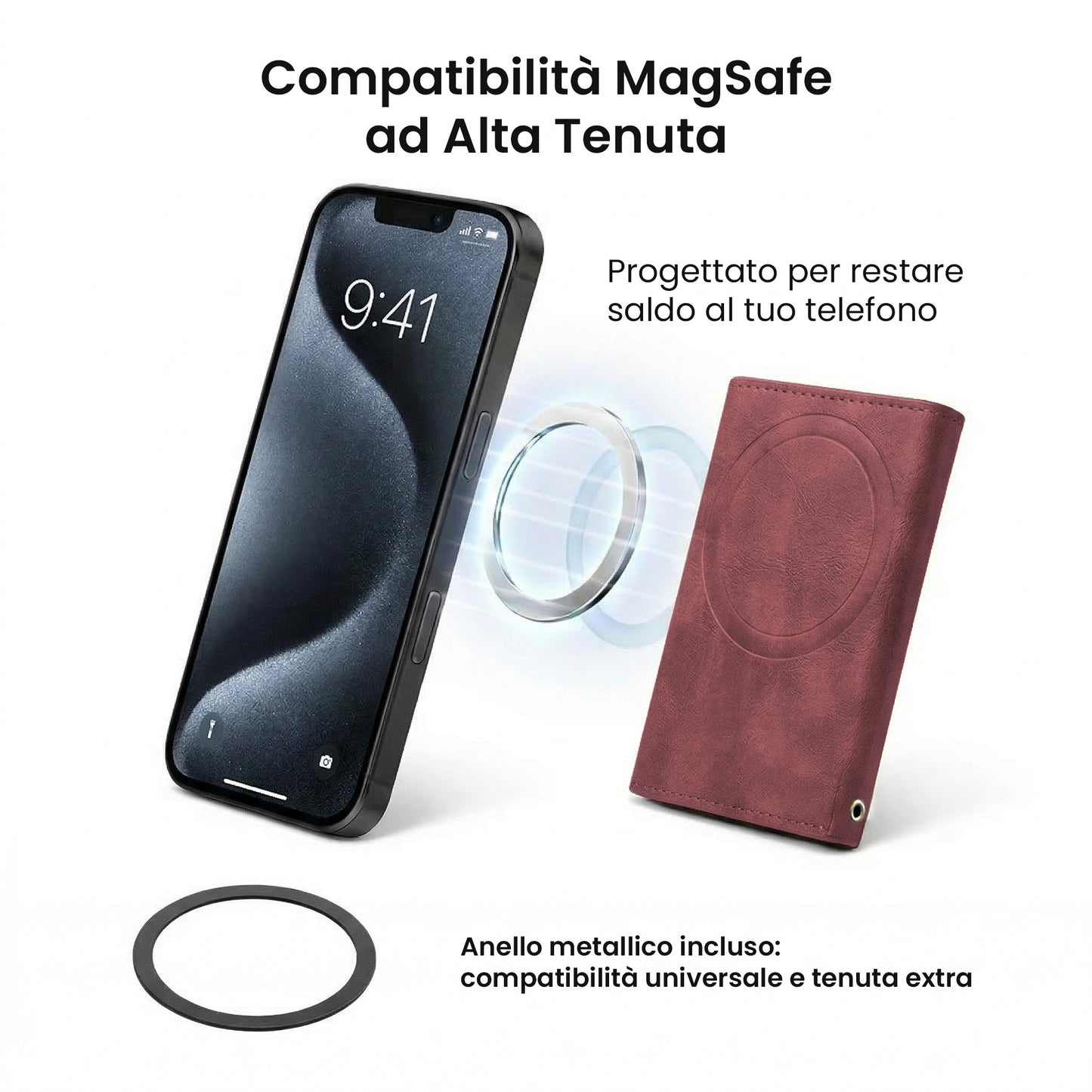 Portafogli Smart Basic compatibile Magsafe - Tasca Banconote, fino a 6 Carte