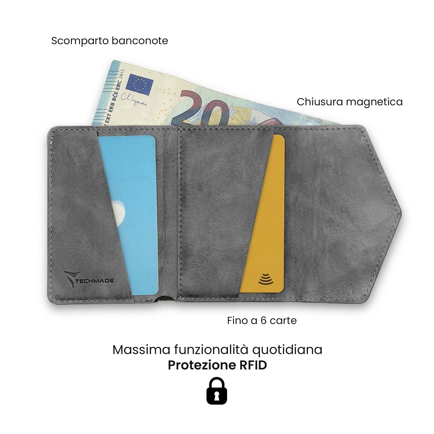 Portafogli Smart Basic compatibile Magsafe - Tasca Banconote, fino a 6 Carte