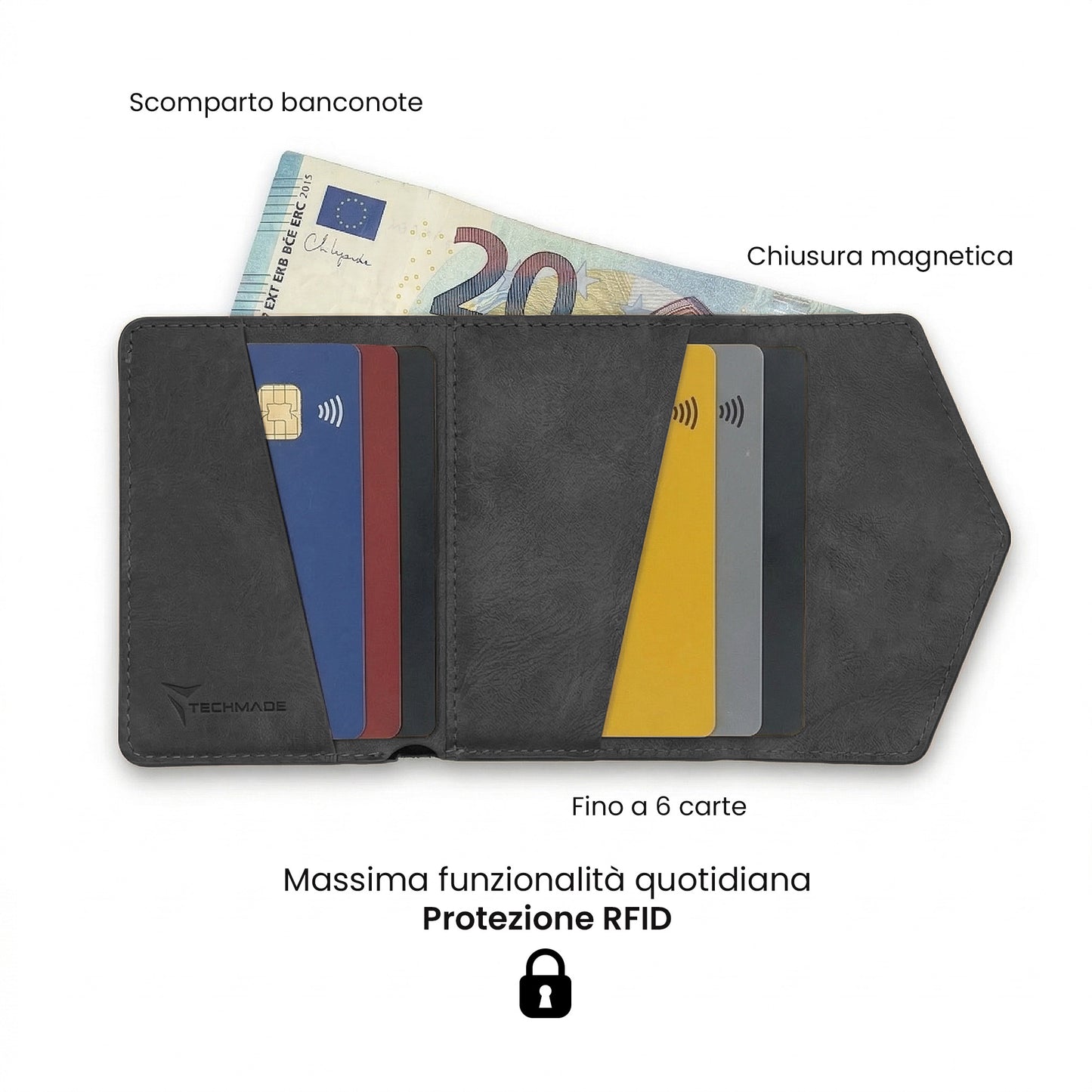 Portafogli Smart Basic compatibile Magsafe - Tasca Banconote, fino a 6 Carte