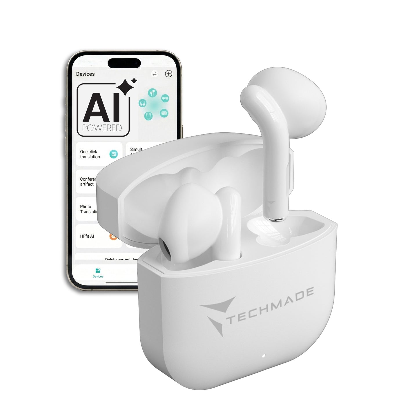 Auricolari Bluetooth in Ear XM201 - con Box di ricarica - AI di traduzione