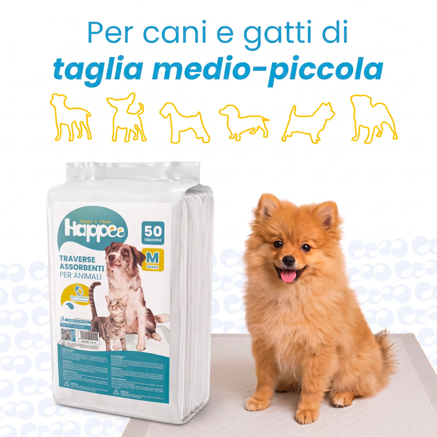 Traversine Igieniche Assorbenti - Cani & Gatti - Taglia M 60x60 - Maxi Pack