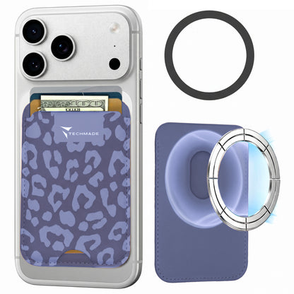 MagSafe Compatible Slim Wallet - Up to 3 Cards, with Adapter Ring (Animal Print)