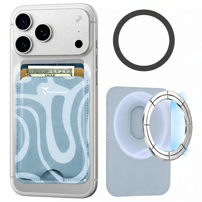 MagSafe Compatible Slim Wallet - Holds up to 3 Cards, with Adapter Ring (Liquid Pattern)