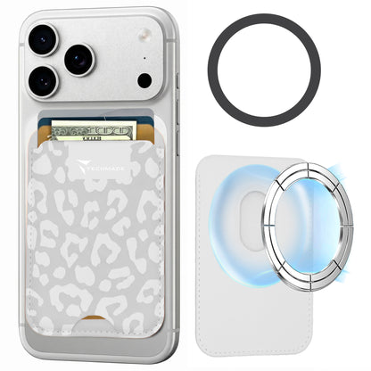 MagSafe Compatible Slim Wallet - Up to 3 Cards, with Adapter Ring (Animal Print)