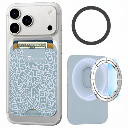 Slim Wallet compatibile MagSafe - Fino a 3 carte, con Anello adattatore (Pattern Write)