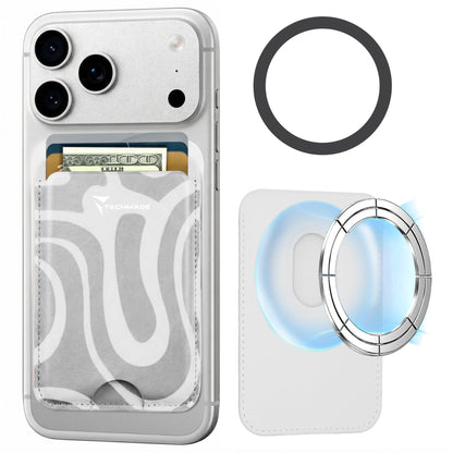 MagSafe Compatible Slim Wallet - Holds up to 3 Cards, with Adapter Ring (Liquid Pattern)