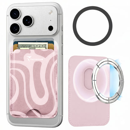 MagSafe Compatible Slim Wallet - Holds up to 3 Cards, with Adapter Ring (Liquid Pattern)