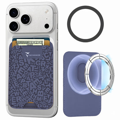 Slim Wallet compatibile MagSafe - Fino a 3 carte, con Anello adattatore (Pattern Write)