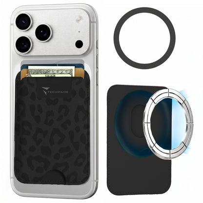 MagSafe Compatible Slim Wallet - Up to 3 Cards, with Adapter Ring (Animal Print)