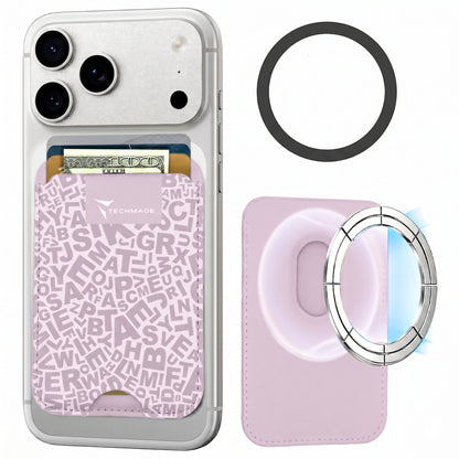 Slim Wallet compatibile MagSafe - Fino a 3 carte, con Anello adattatore (Pattern Write)