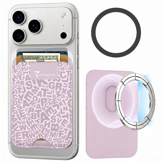 Slim Wallet compatibile MagSafe - Fino a 3 carte, con Anello adattatore (Pattern Write)