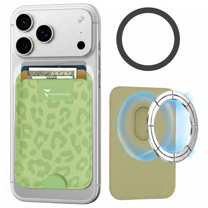 MagSafe Compatible Slim Wallet - Up to 3 Cards, with Adapter Ring (Animal Print)