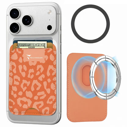MagSafe Compatible Slim Wallet - Up to 3 Cards, with Adapter Ring (Animal Print)