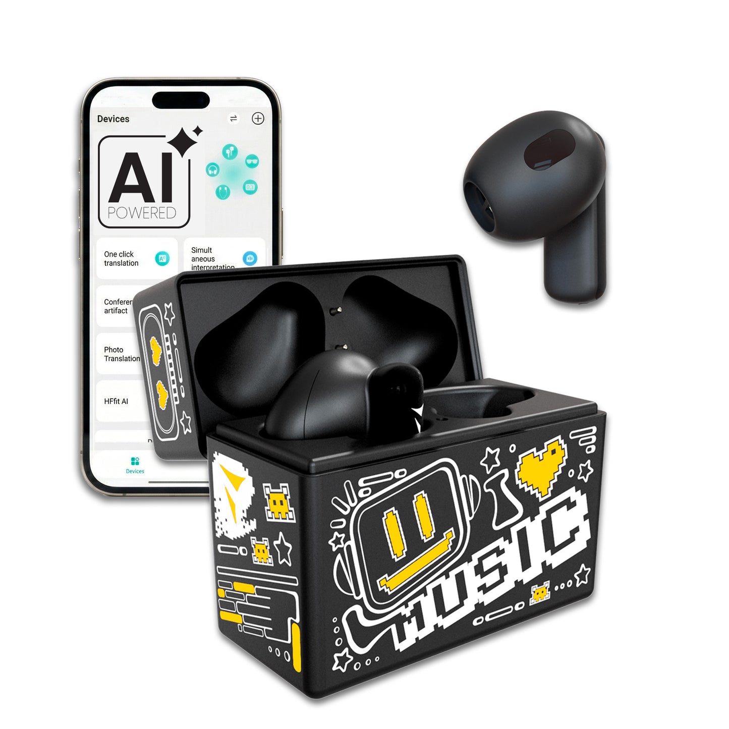 In-Ear Bluetooth Earbuds XM201 - with Charging Case - AI Translation