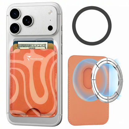 MagSafe Compatible Slim Wallet - Holds up to 3 Cards, with Adapter Ring (Liquid Pattern)