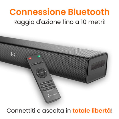 Soundbar con Subwoofer 2.1  80W - ARC, Bluetooth, AUX, Ottico