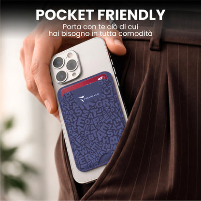 Slim Wallet compatibile MagSafe - Fino a 3 carte, con Anello adattatore (Pattern Write)