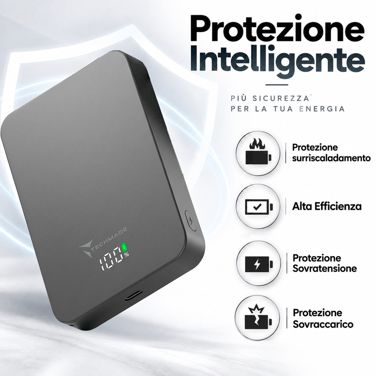 Powerbank con ricarica Wireless - 5000mAh / 10000mAh Grigio