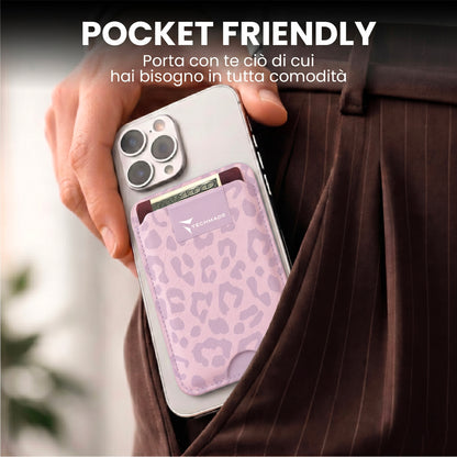 MagSafe Compatible Slim Wallet - Up to 3 Cards, with Adapter Ring (Animal Print)