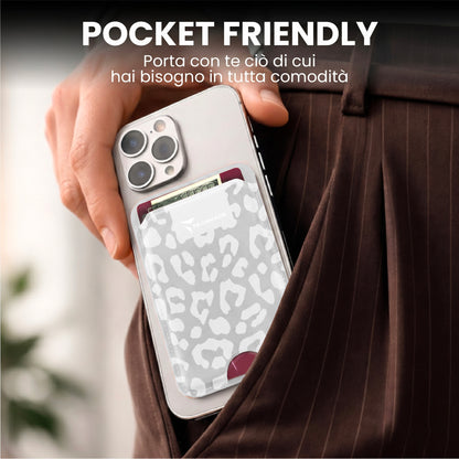 MagSafe Compatible Slim Wallet - Up to 3 Cards, with Adapter Ring (Animal Print)