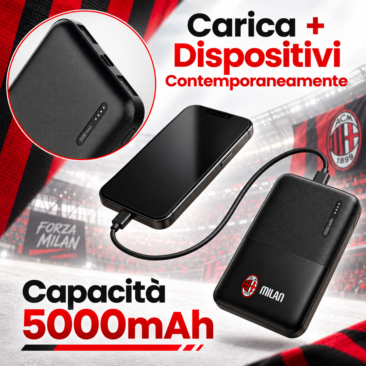 Power Bank 5000 / 10000 / 20000 mAh, Sottile & Compatto - Milan