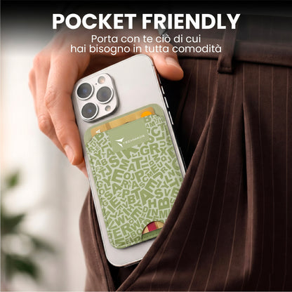 Slim Wallet compatibile MagSafe - Fino a 3 carte, con Anello adattatore (Pattern Write)