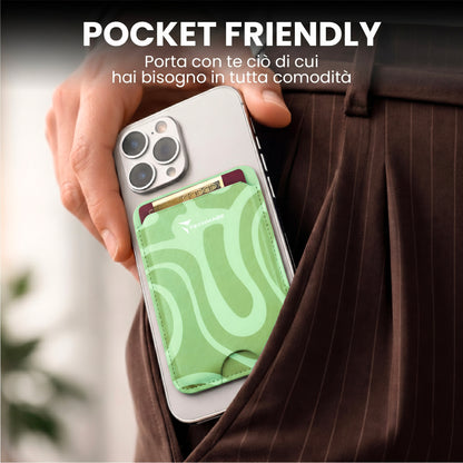 MagSafe Compatible Slim Wallet - Holds up to 3 Cards, with Adapter Ring (Liquid Pattern)