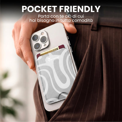 MagSafe Compatible Slim Wallet - Holds up to 3 Cards, with Adapter Ring (Liquid Pattern)