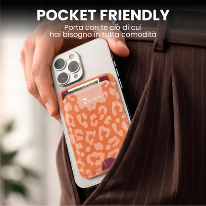 MagSafe Compatible Slim Wallet - Up to 3 Cards, with Adapter Ring (Animal Print)