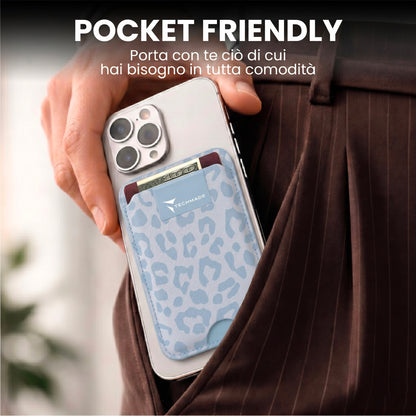 MagSafe Compatible Slim Wallet - Up to 3 Cards, with Adapter Ring (Animal Print)