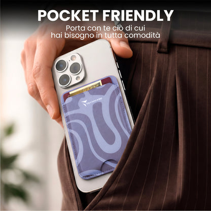 MagSafe Compatible Slim Wallet - Holds up to 3 Cards, with Adapter Ring (Liquid Pattern)
