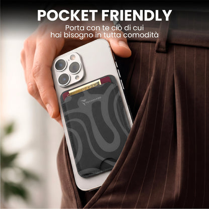 MagSafe Compatible Slim Wallet - Holds up to 3 Cards, with Adapter Ring (Liquid Pattern)