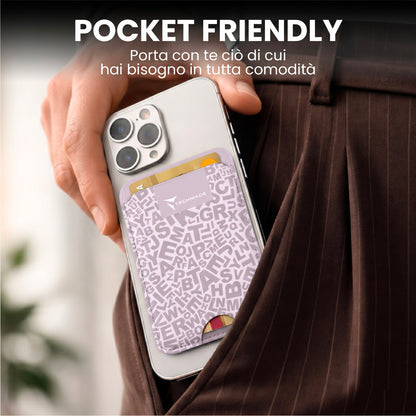 Slim Wallet compatibile MagSafe - Fino a 3 carte, con Anello adattatore (Pattern Write)