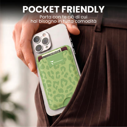 MagSafe Compatible Slim Wallet - Up to 3 Cards, with Adapter Ring (Animal Print)