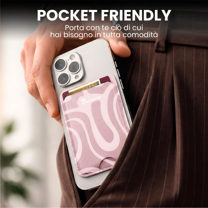 MagSafe Compatible Slim Wallet - Holds up to 3 Cards, with Adapter Ring (Liquid Pattern)