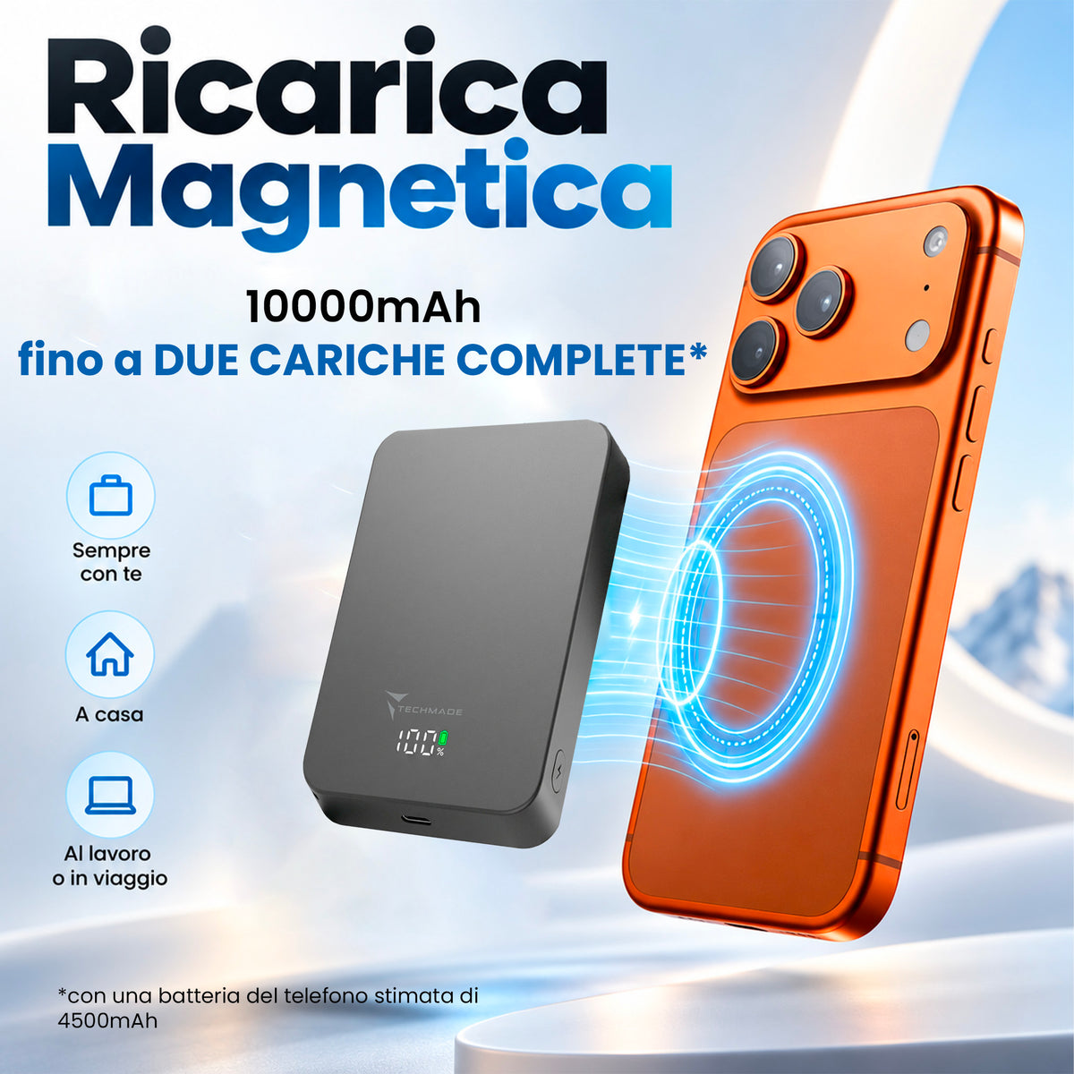 Powerbank con ricarica Wireless - 5000mAh / 10000mAh Grigio