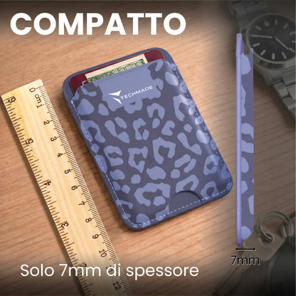 MagSafe Compatible Slim Wallet - Up to 3 Cards, with Adapter Ring (Animal Print)