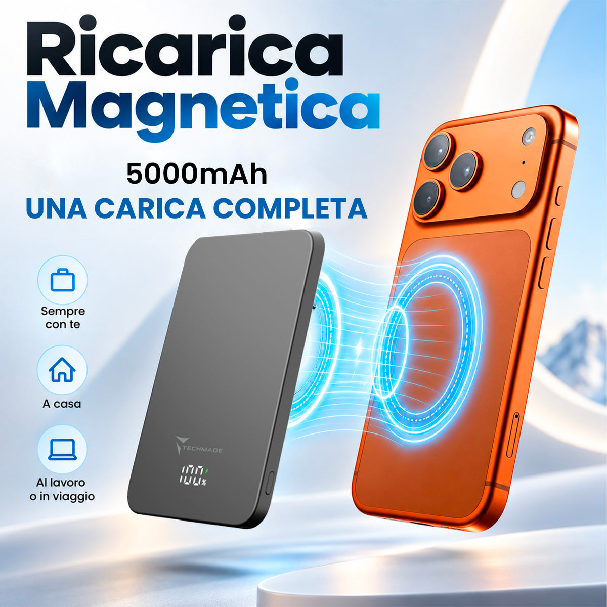 Powerbank con ricarica Wireless - 5000mAh / 10000mAh Grigio