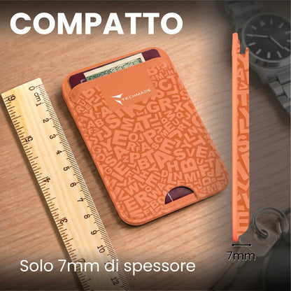 Slim Wallet compatibile MagSafe - Fino a 3 carte, con Anello adattatore (Pattern Write)