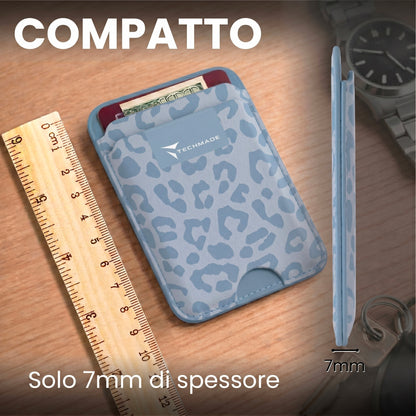MagSafe Compatible Slim Wallet - Up to 3 Cards, with Adapter Ring (Animal Print)