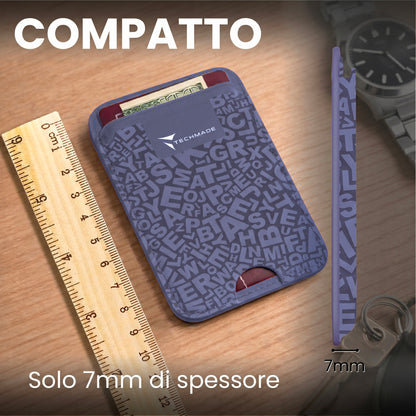 Slim Wallet compatibile MagSafe - Fino a 3 carte, con Anello adattatore (Pattern Write)