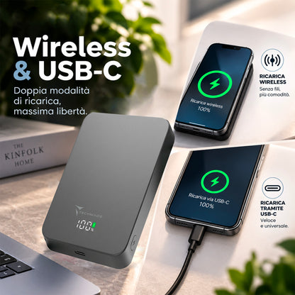 Powerbank con ricarica Wireless - 5000mAh / 10000mAh Grigio