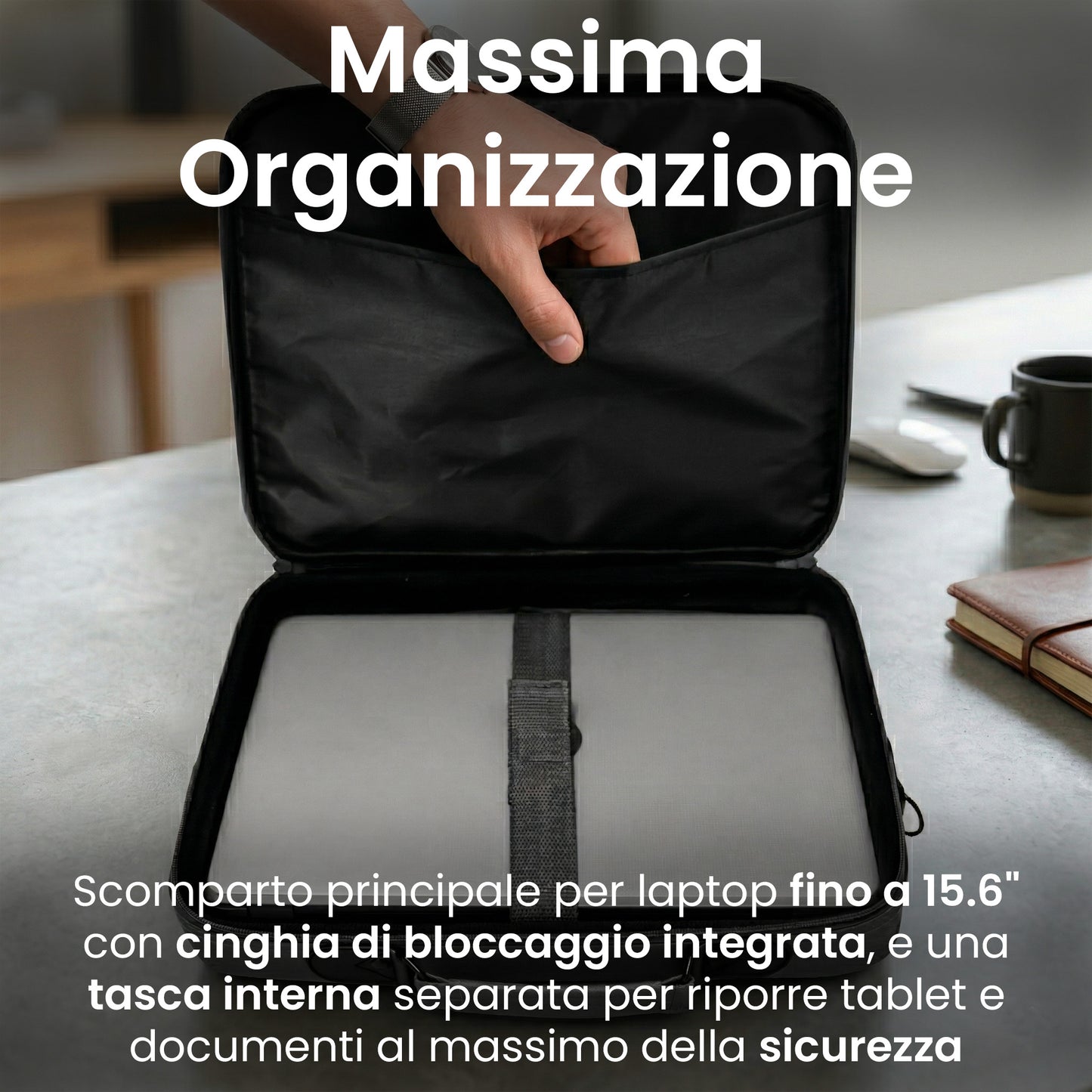 Borsa porta PC - Fino a 15,6" - con Tracolla e Manico